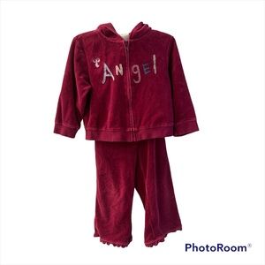 GYMBOREE Toddler Girl 2PC Burgundy Velour Set 3T